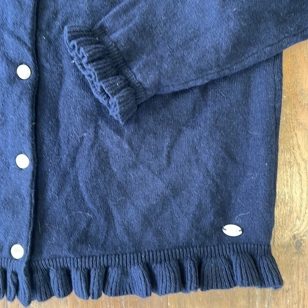 Tartine Et Chocolat marine voyager wool blend ruffle cardigan sweater nwt